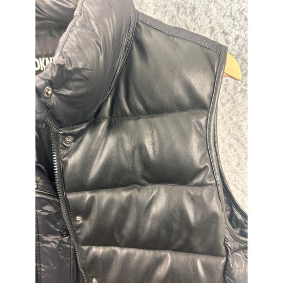 DKNY Black Faux Leather Front Puffer Vest Size XL - Picture 9 of 10